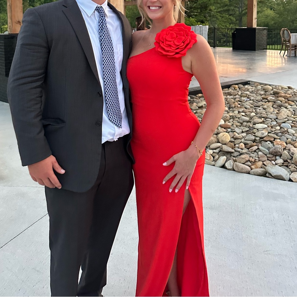 Lovers + Friends Red One Shoulder Long Dress